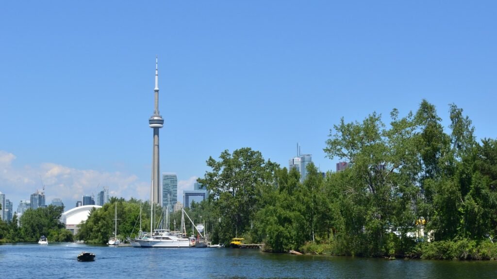 Toronto skyline with CN Tower and waterfront in Canada