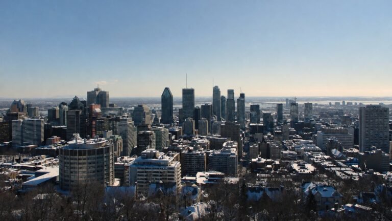Montreal skyline viewed from Mount Royal in winter