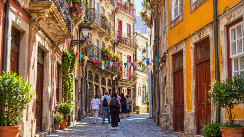 Portugal culture and local customs on a historic street in Porto